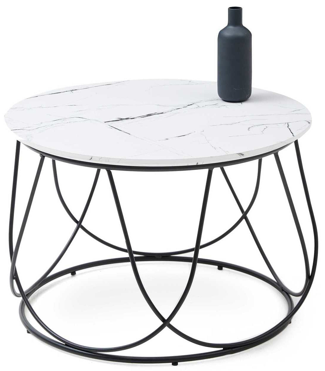 Coffee Table Hong Kong | size: Length: 60cm, Width: 60cm, Height: 41cm, Diameter: 60cm | color: White/Black | image: 3 | variant: 1003287