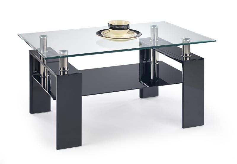 Coffee Table Kiev | size: Length: 60cm, Width: 110cm, Height: 55cm | color: Transparent/Black | image: 1 | variant: 1003335