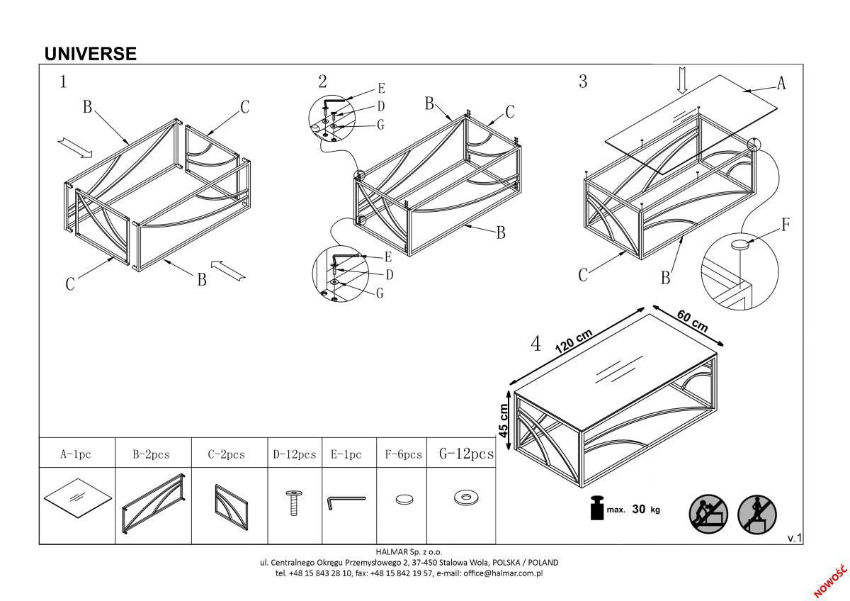 Coffee Table Kingston | size: Length: 60cm, Width: 120cm, Height: 45cm | color: Silver | image: 2 | variant: 1003344