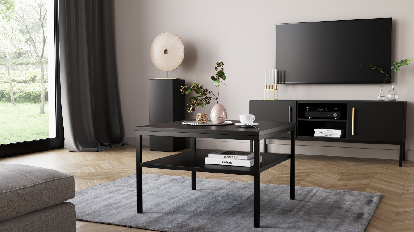 Coffee Table Lanzzi | size: Length: 60cm, Width: 60cm, Height: 60cm | color: Black | image: 1 | variant: 1006707