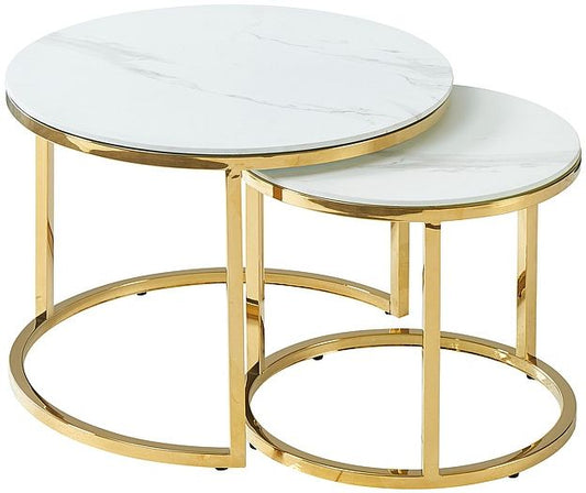 Coffee Table Muse II | size: Length: 60cm, Width: 60cm, Height: 45cm, Diameter: 60cm | color: White/Gold | image: 0 | variant: 1006878