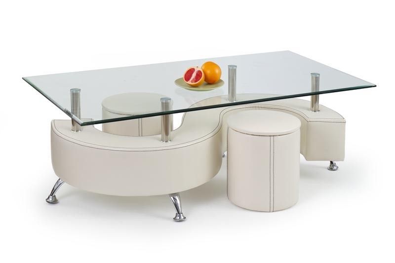 Coffee Table Nina 3 | size: Length: 70cm, Width: 130cm, Height: 55cm | color: White | image: 1 | variant: 1011161