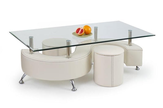 Coffee Table Nina 3 | size: Length: 70cm, Width: 130cm, Height: 55cm | color: White | image: 1 | variant: 1011161