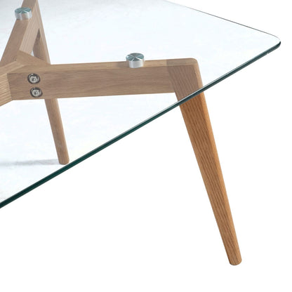 Coffee Table Rochester | size: Length: 60cm, Width: 120cm, Height: 45cm | color: Clear/Oak | image: 1 | variant: 1005373