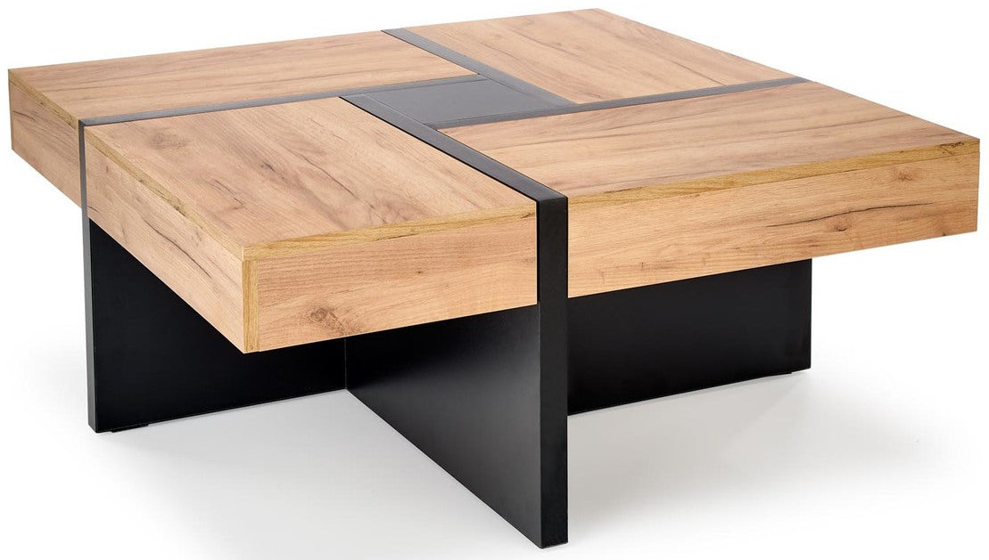 Coffee Table Sevilla | size: Length: 100cm, Width: 100cm, Height: 47cm | color: Black/Oak | image: 1 | variant: 1016878