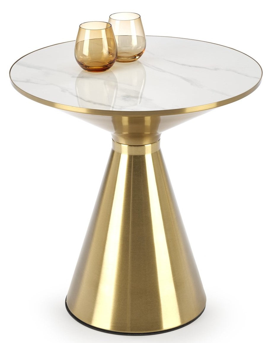 Coffee Table Tribeca | size: Length: 50cm, Width: 50cm, Height: 52cm, Diameter: 50cm | color: White/Gold | image: 1 | variant: 1006742