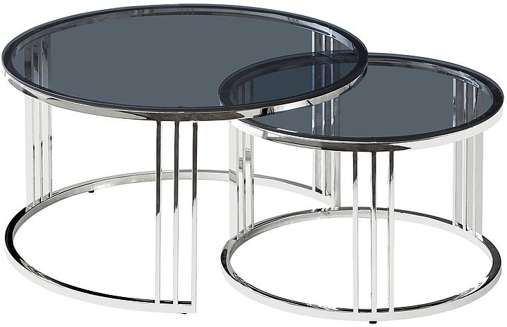 Coffee Table Vienna | size: Length: 80cm, Width: 80cm, Height: 45cm, Diameter: 80cm | color: Black/Silver | image: 0 | variant: 1006919