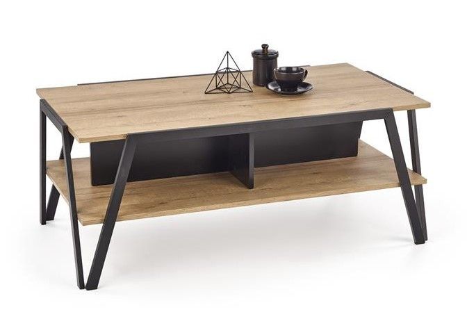 Coffee Table Volta | size: Length: 63cm, Width: 113cm, Height: 45cm | color: Black/Oak | image: 1 | variant: 1011152