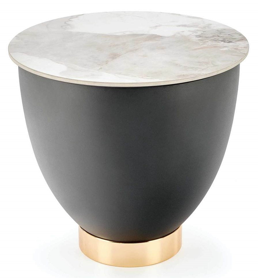 Coffee Table West Dolgellau | size: Length: 48cm, Width: 48cm, Height: 45cm, Diameter: 48cm | color: White/Grey/Gold | image: 1 | variant: 1007367