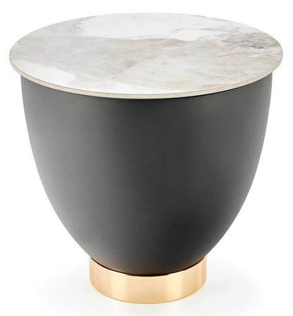 Coffee Table West Dolgellau | size: Length: 48cm, Width: 48cm, Height: 45cm, Diameter: 48cm | color: White/Grey/Gold | image: 1 | variant: 1007367