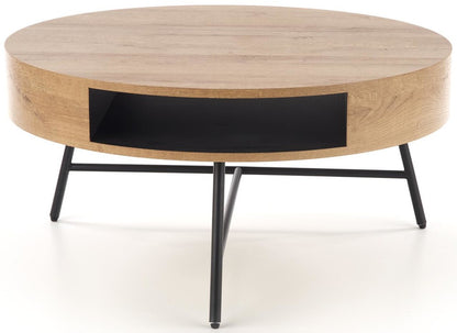 Coffee Table West Norrkoping | size: Length: 80cm, Width: 80cm, Height: 41cm, Diameter: 80cm | color: Black/Oak | image: 1 | variant: 1007487