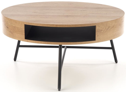Coffee Table West Norrkoping | size: Length: 80cm, Width: 80cm, Height: 41cm, Diameter: 80cm | color: Black/Oak | image: 1 | variant: 1007487