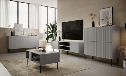 Coffee Table West Rhyl | size: Length: 60cm, Width: 110cm, Height: 48cm | color: Black/Grey | image: 2 | variant: 1007383