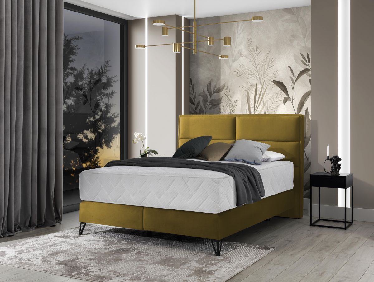 Continental Double Bed Aberdeen 2 | size: Length: 215cm, Width: 160cm, Height: 130cm | color: Yellow | image: 1 | variant: 1013172