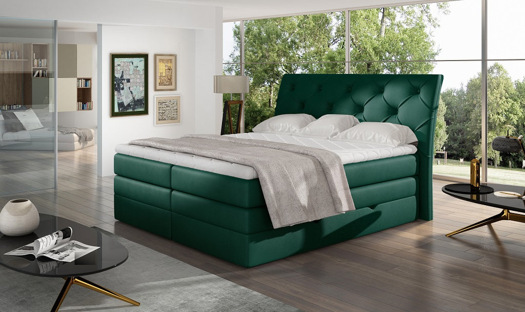 Continental Double Bed Addlestone 1 | size: Length: 215cm, Width: 178cm, Height: 120cm | color: Green | image: 1 | variant: 1013087