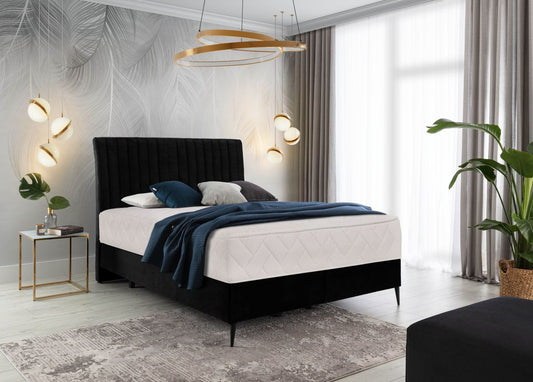 Continental Double Bed Blanca 1 | size: Length: 218cm, Width: 160cm, Height: 130cm | color: Black | image: 0 | variant: 1008752