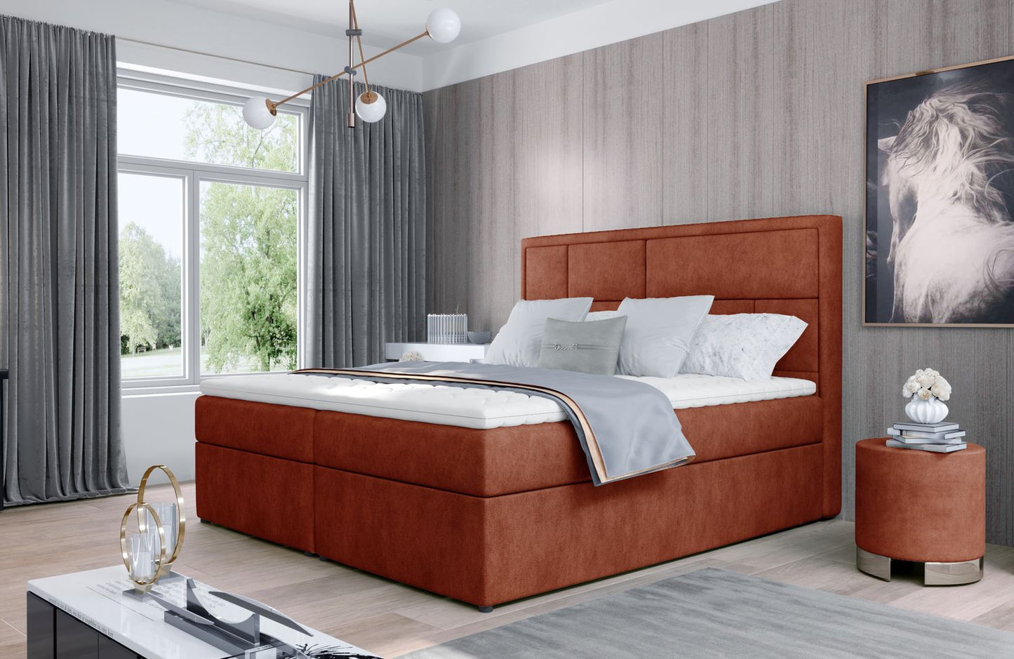 Continental Double Bed Carmarthen 1 | size: Length: 215cm, Width: 160cm, Height: 115cm | color: Dora | image: 1 | variant: 1013002