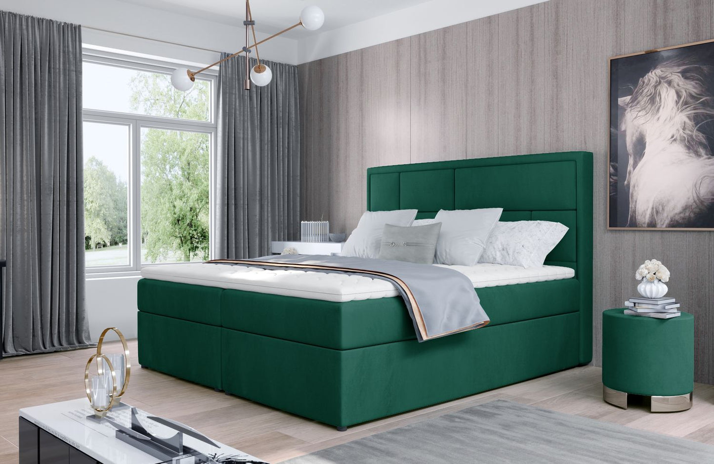 Continental Double Bed Carmarthen 1 | size: Length: 215cm, Width: 160cm, Height: 115cm | color: Green | image: 1 | variant: 1013010