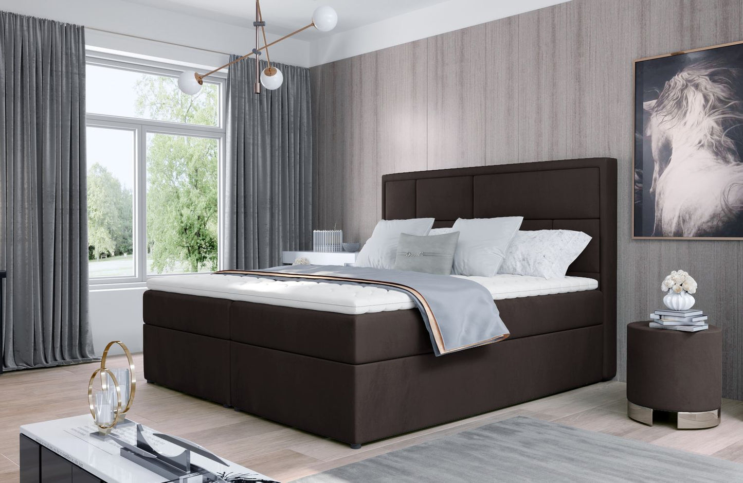 Continental Double Bed Carmarthen 1 | size: Length: 215cm, Width: 160cm, Height: 115cm | color: Monolith | image: 1 | variant: 1013009