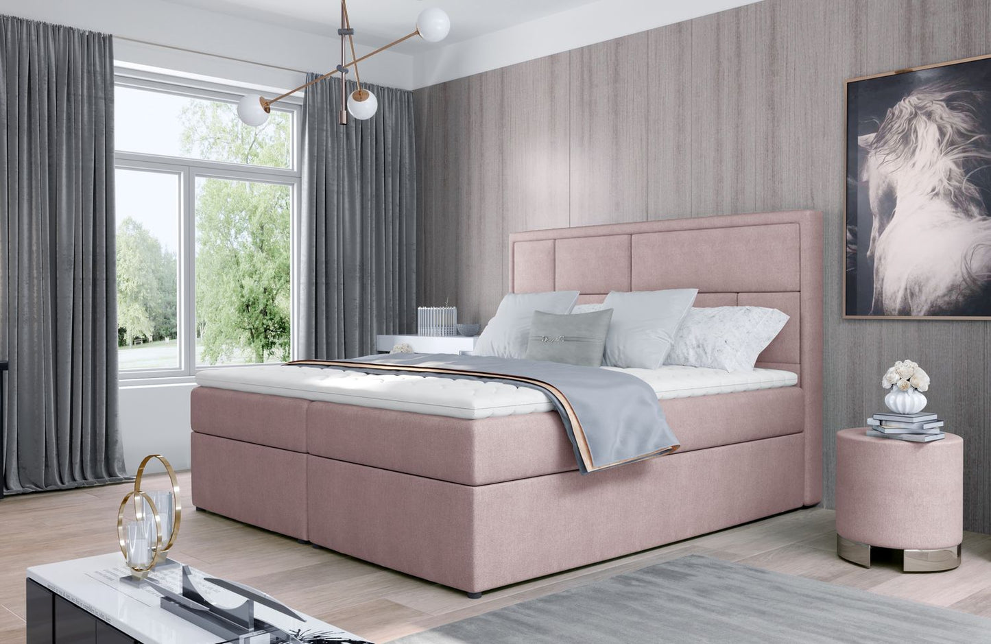 Continental Double Bed Carmarthen 1 | size: Length: 215cm, Width: 160cm, Height: 115cm | color: Omega | image: 1 | variant: 1013020