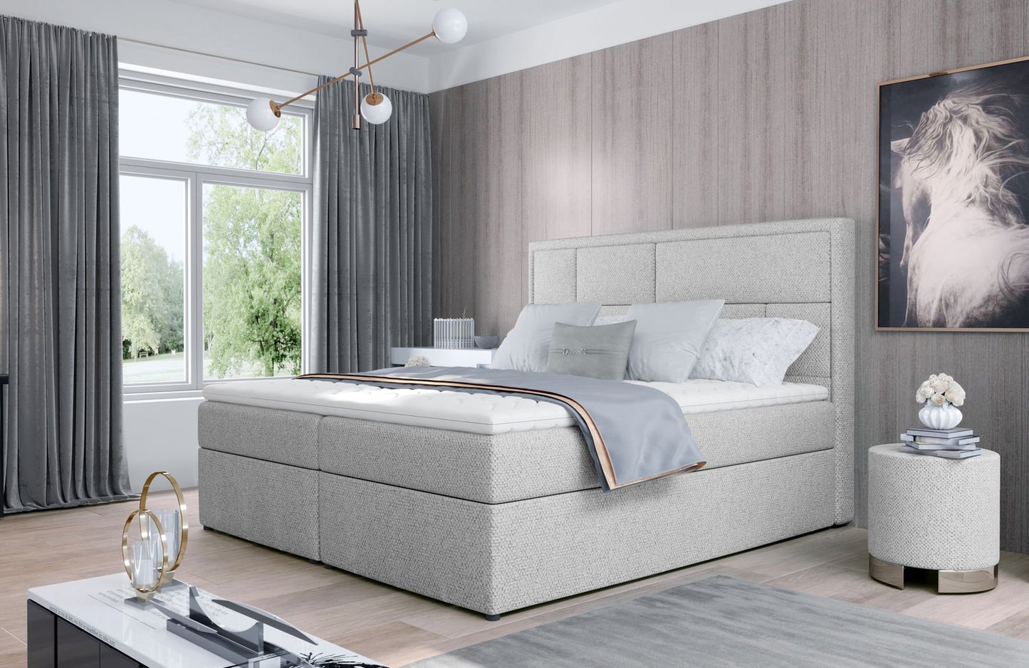 Continental Double Bed Carmarthen | size: Length: 215cm, Width: 140cm, Height: 115cm | color: Grande | image: 1 | variant: 1012977