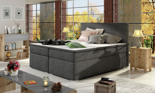 Continental Double Bed Divalo | size: Length: 205cm, Width: 140cm, Height: 126cm | color: Sawana | image: 1 | variant: 1009111