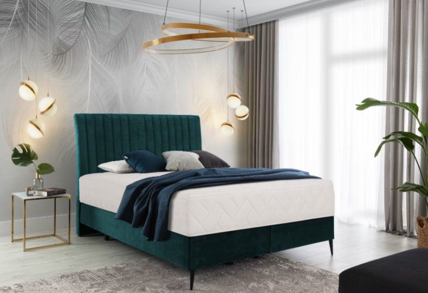 Continental Double Bed Dundee 2 | size: Length: 218cm, Width: 180cm, Height: 130cm | color: Green | image: 0 | variant: 1012315