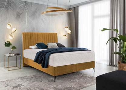 Continental Double Bed Dundee 2 | size: Length: 218cm, Width: 180cm, Height: 130cm | color: Yellow | image: 0 | variant: 1012320