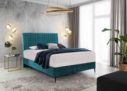 Continental Double Bed Dundee | size: Length: 218cm, Width: 140cm, Height: 130cm | color: Blue | image: 0 | variant: 1012269