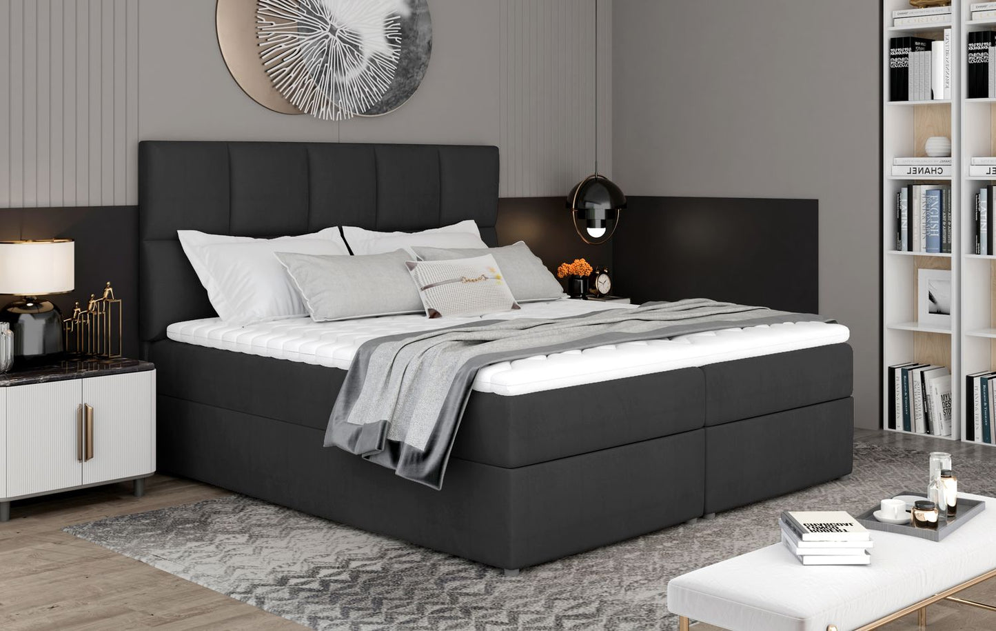 Continental Double Bed East Abercynon 1 | size: Length: 210cm, Width: 165cm, Height: 124cm | color: Monolith | image: 1 | variant: 1012746
