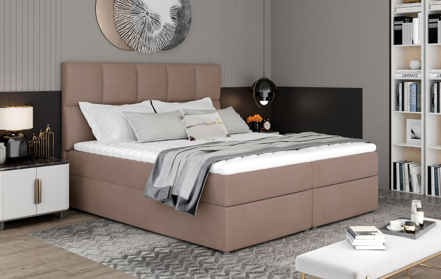 Continental Double Bed East Abercynon | size: Length: 210cm, Width: 145cm, Height: 124cm | color: Beige | image: 1 | variant: 1012728