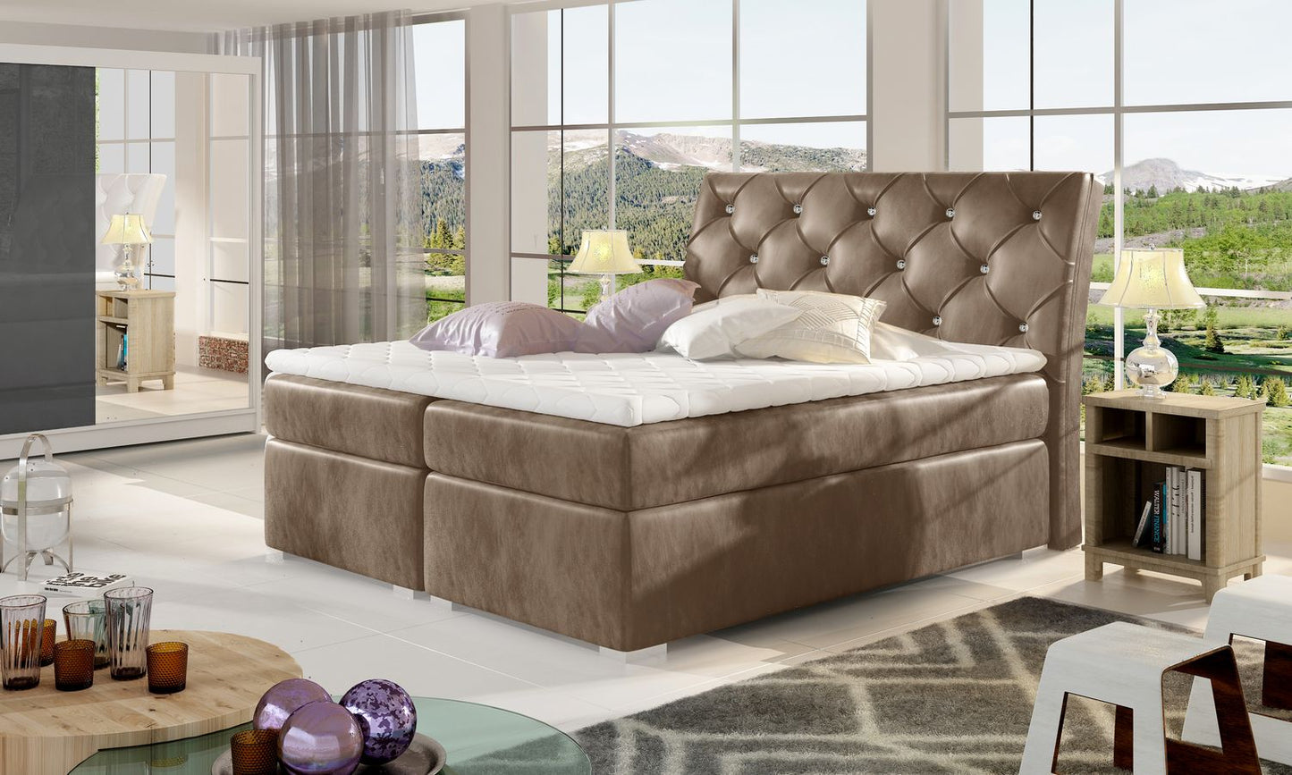 Continental Double Bed East Guayaquil 1 | size: Length: 208cm, Width: 163cm, Height: 116cm | color: Beige | image: 1 | variant: 1012170