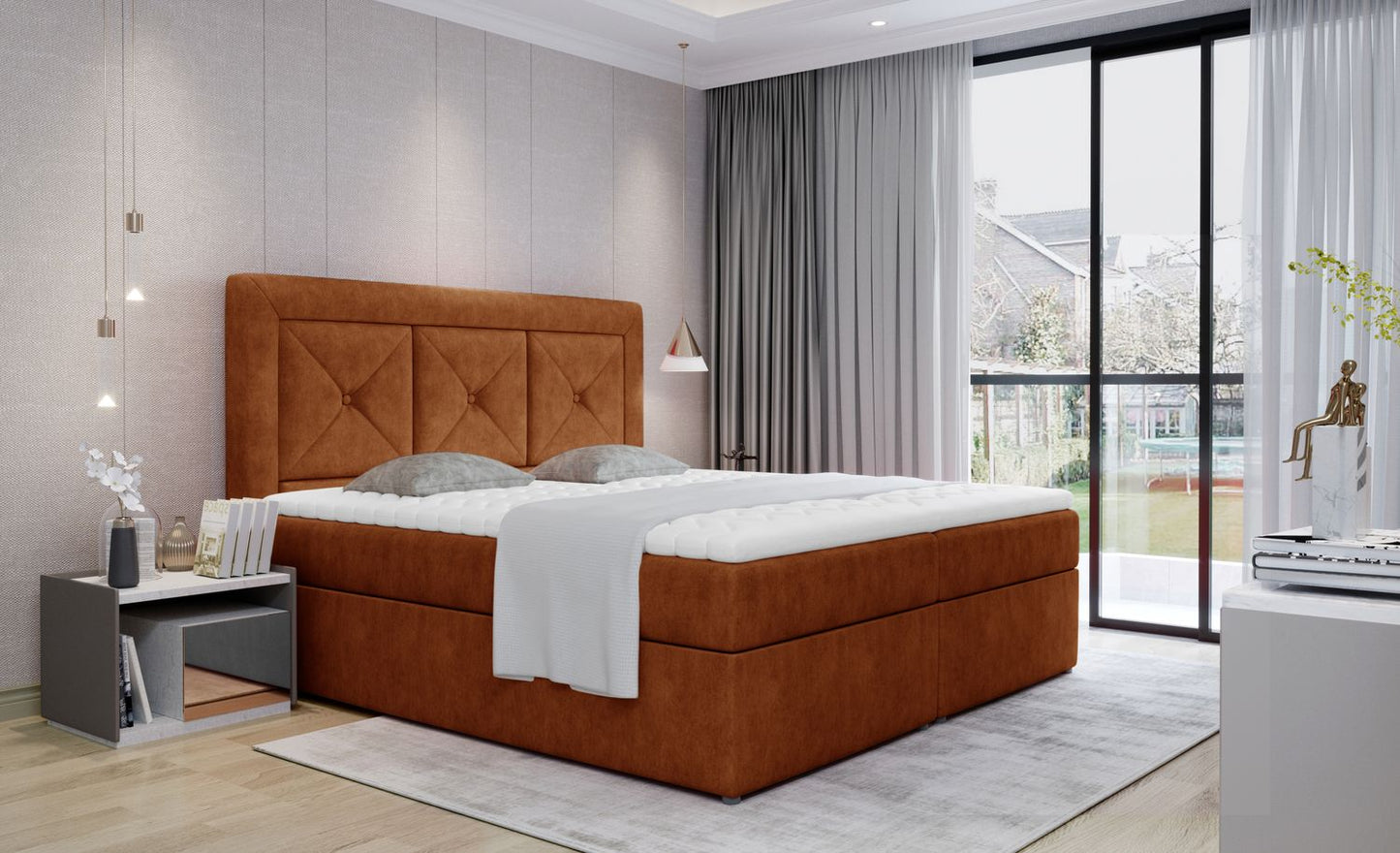 Continental Double Bed East Hong Kong 1 | size: Length: 215cm, Width: 165cm, Height: 115cm | color: Dora | image: 1 | variant: 1012804