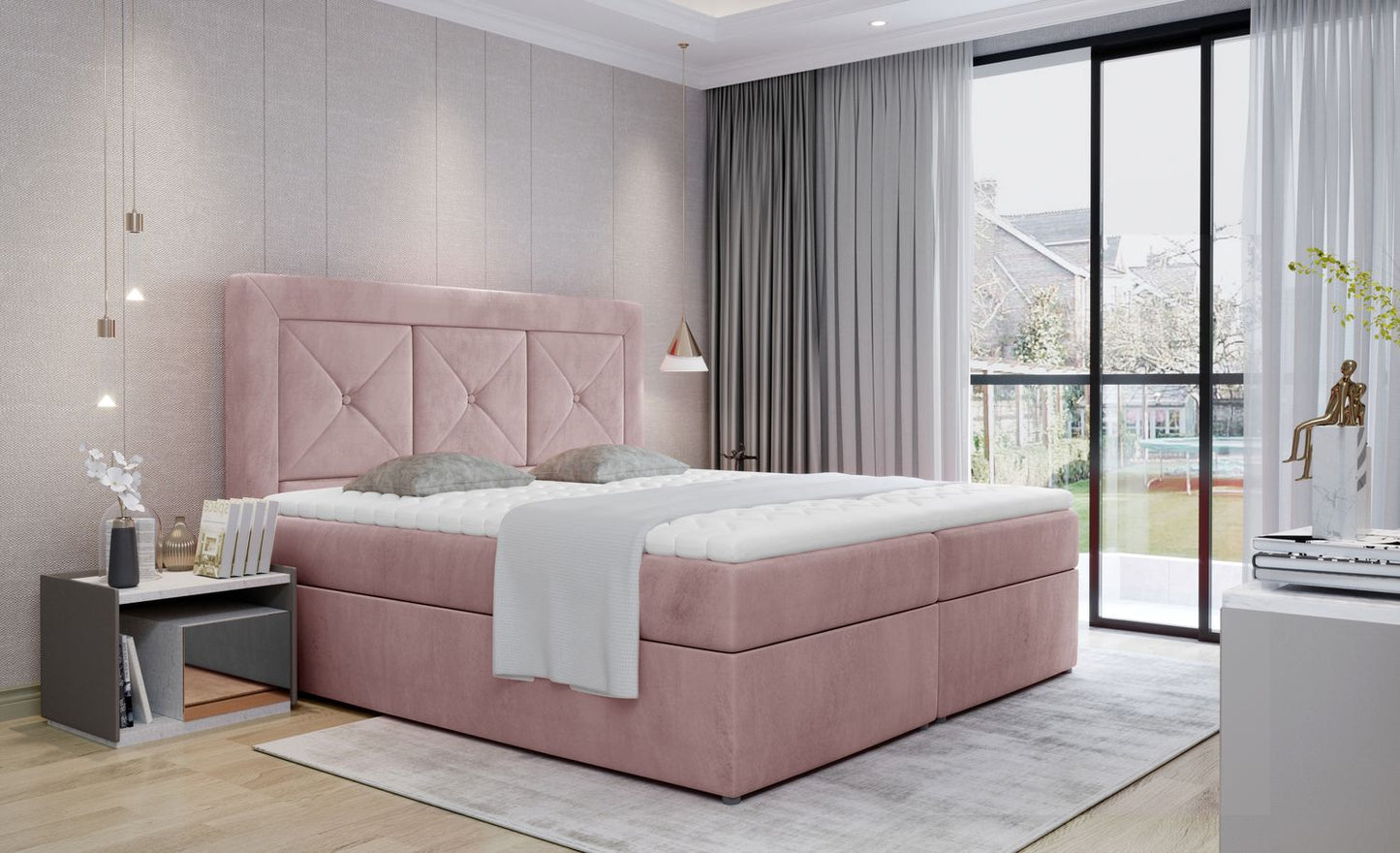 Continental Double Bed East Hong Kong 2 | size: Length: 215cm, Width: 185cm, Height: 115cm | color: Monolith | image: 1 | variant: 1012839