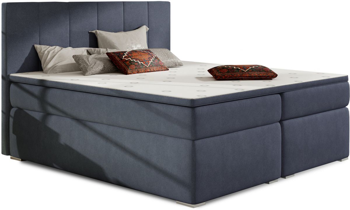 Continental Double Bed East Kaunas 2 | size: Length: 205cm, Width: 180cm, Height: 126cm | color: Blue | image: 0 | variant: 1012361