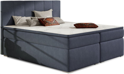 Continental Double Bed East Kaunas 2 | size: Length: 205cm, Width: 180cm, Height: 126cm | color: Blue | image: 0 | variant: 1012361