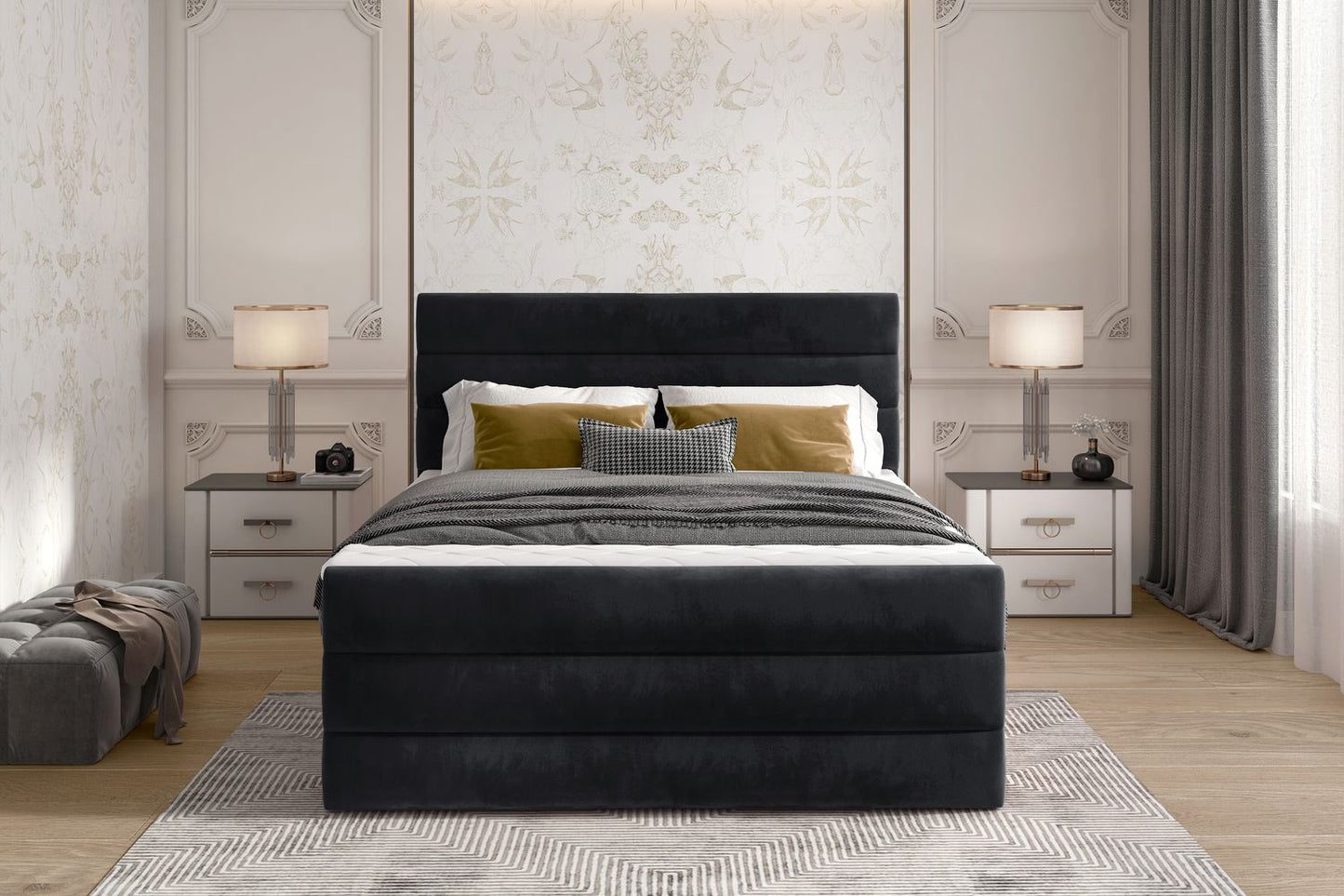 Continental Double Bed East Madrid 1 | size: Length: 220cm, Width: 160cm, Height: 133cm | color: Kronos | image: 1 | variant: 1012384