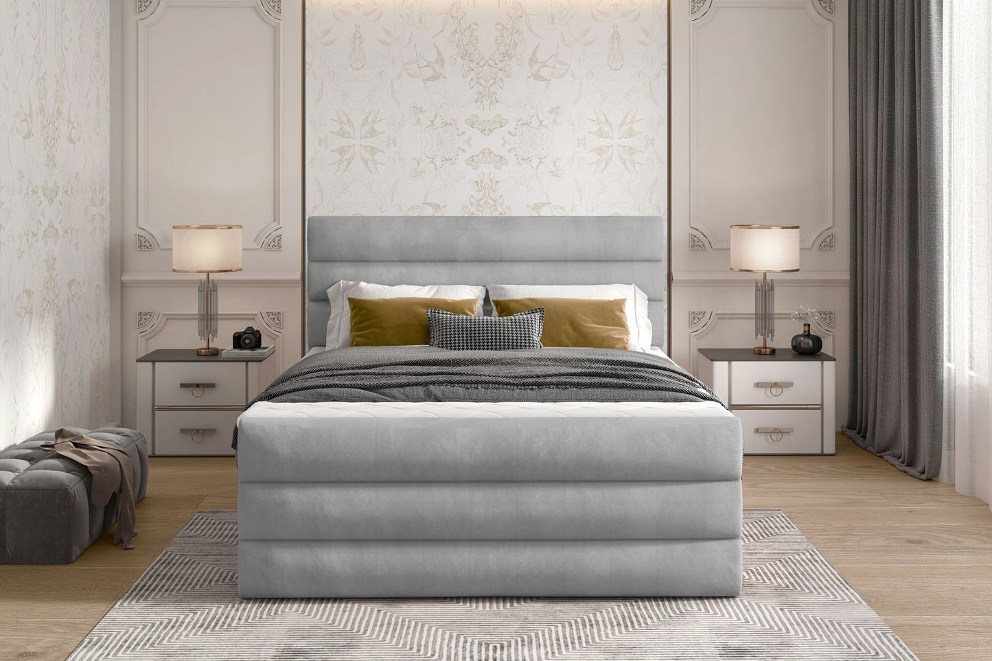 Continental Double Bed East Madrid 2 | size: Length: 220cm, Width: 180cm, Height: 133cm | color: Monolith | image: 1 | variant: 1012404