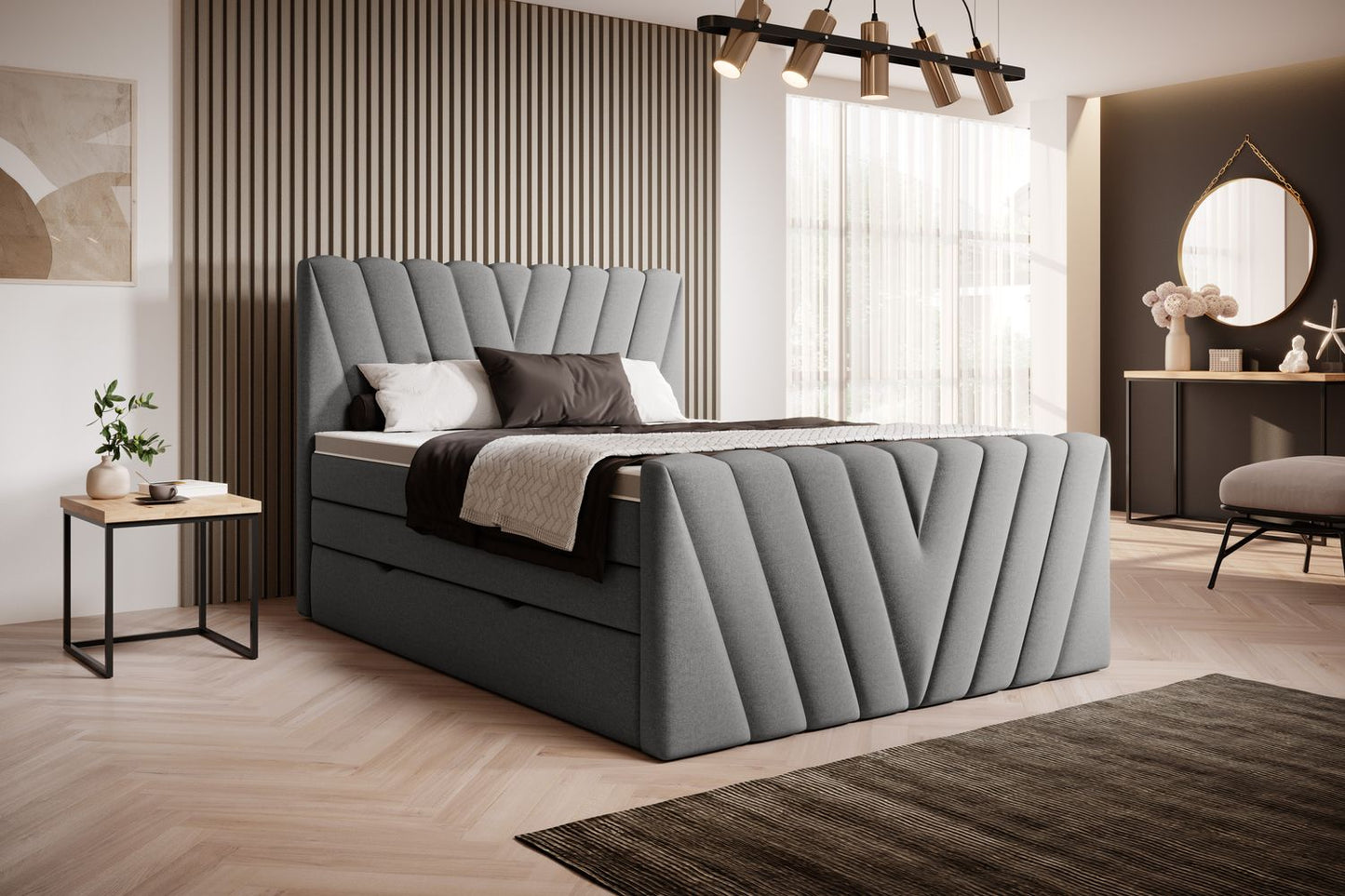 Continental Double Bed Edmonton 1 | size: Length: 220cm, Width: 160cm, Height: 133cm | color: Gojo | image: 1 | variant: 1012473