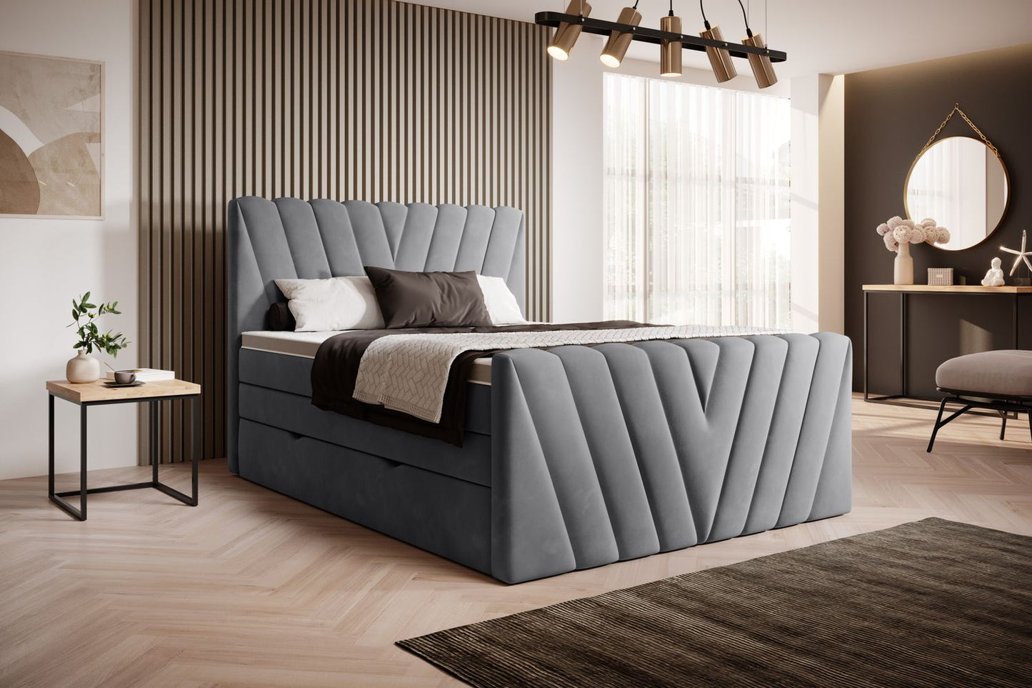 Continental Double Bed Edmonton 1 | size: Length: 220cm, Width: 160cm, Height: 133cm | color: Sola | image: 1 | variant: 1012478