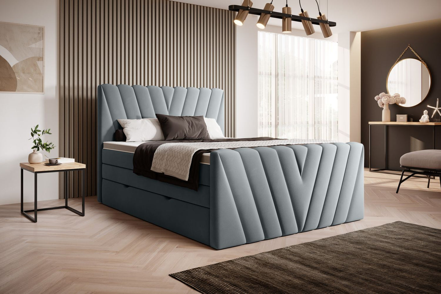 Continental Double Bed Edmonton 1 | size: Length: 220cm, Width: 160cm, Height: 133cm | color: Velvetmat | image: 1 | variant: 1012471