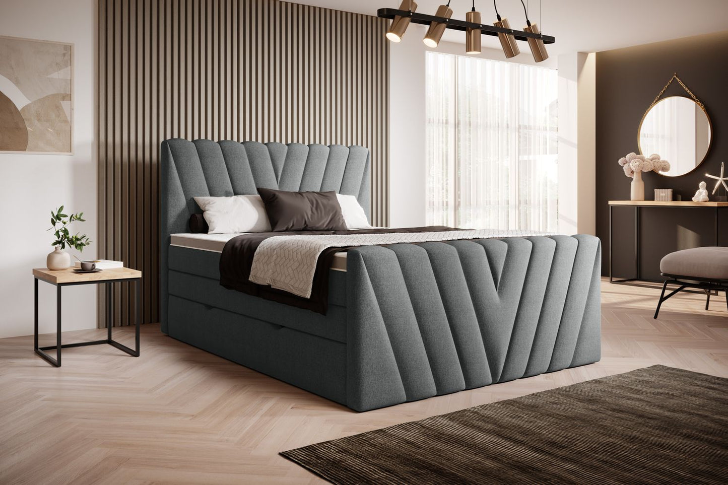 Continental Double Bed Edmonton 1 | size: Length: 220cm, Width: 160cm, Height: 133cm | color: Vero | image: 1 | variant: 1012475
