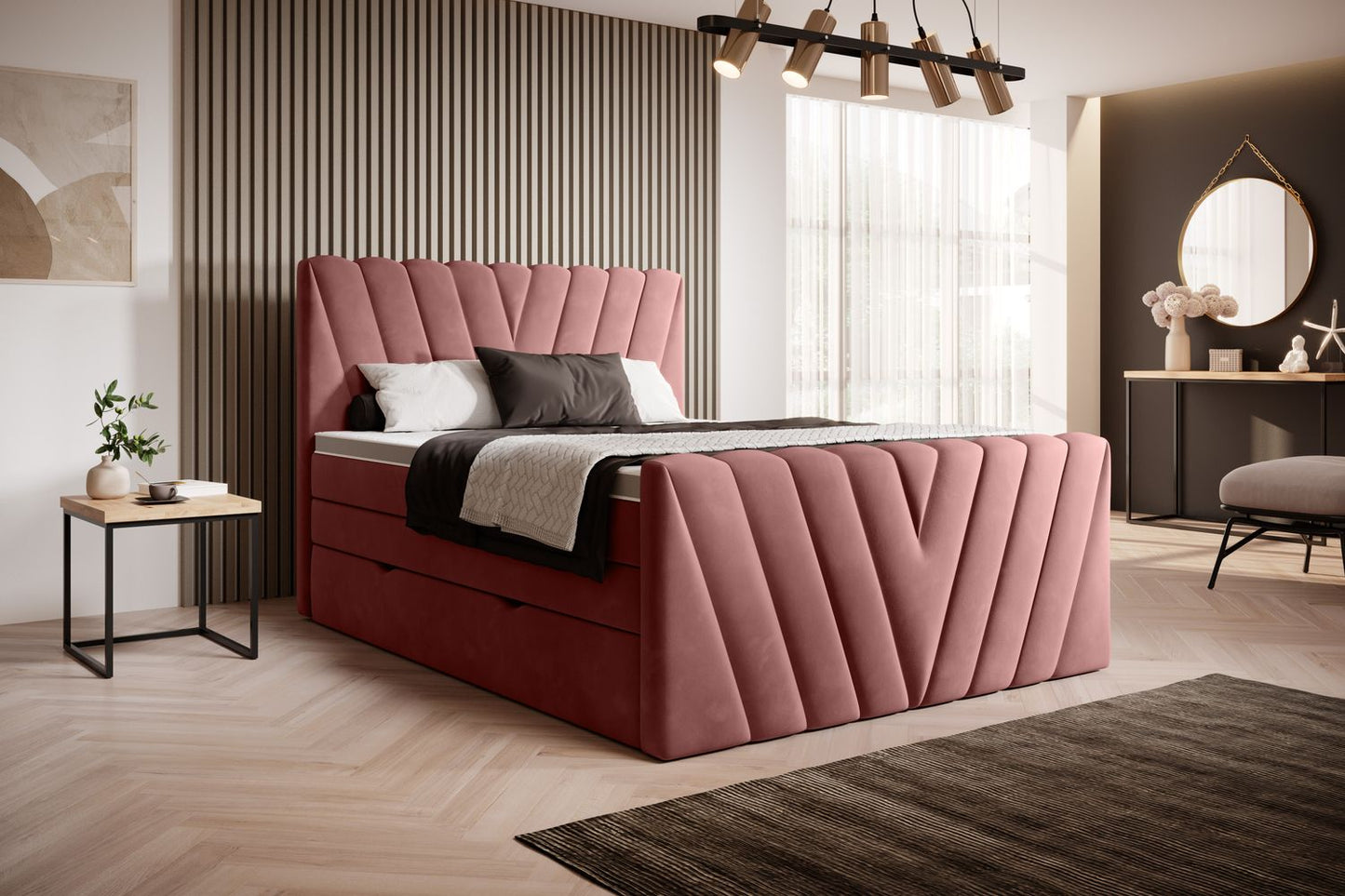 Continental Double Bed Edmonton 2 | size: Length: 220cm, Width: 180cm, Height: 133cm | color: Lukso | image: 1 | variant: 1012535