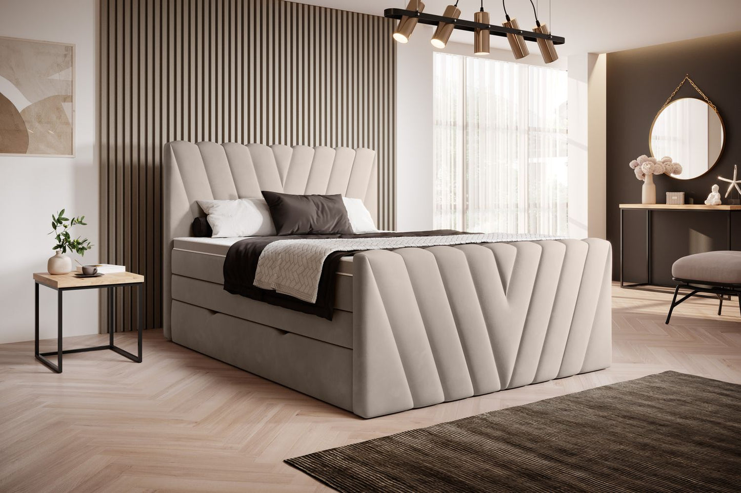 Continental Double Bed Edmonton 2 | size: Length: 220cm, Width: 180cm, Height: 133cm | color: Sola | image: 1 | variant: 1012529