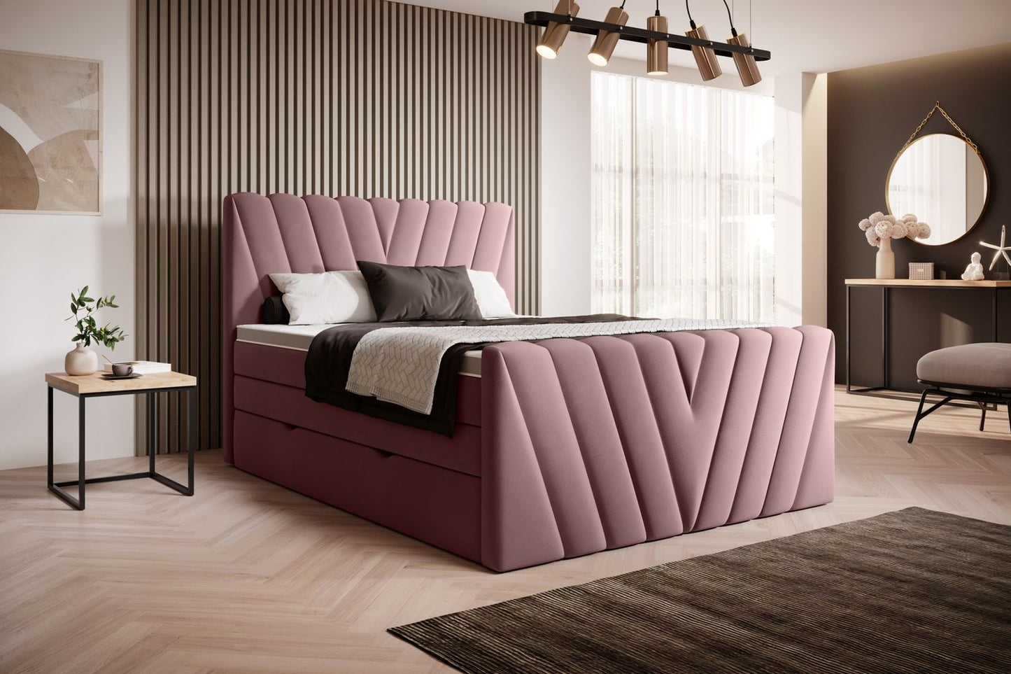 Continental Double Bed Edmonton 2 | size: Length: 220cm, Width: 180cm, Height: 133cm | color: Velvetmat | image: 1 | variant: 1012537