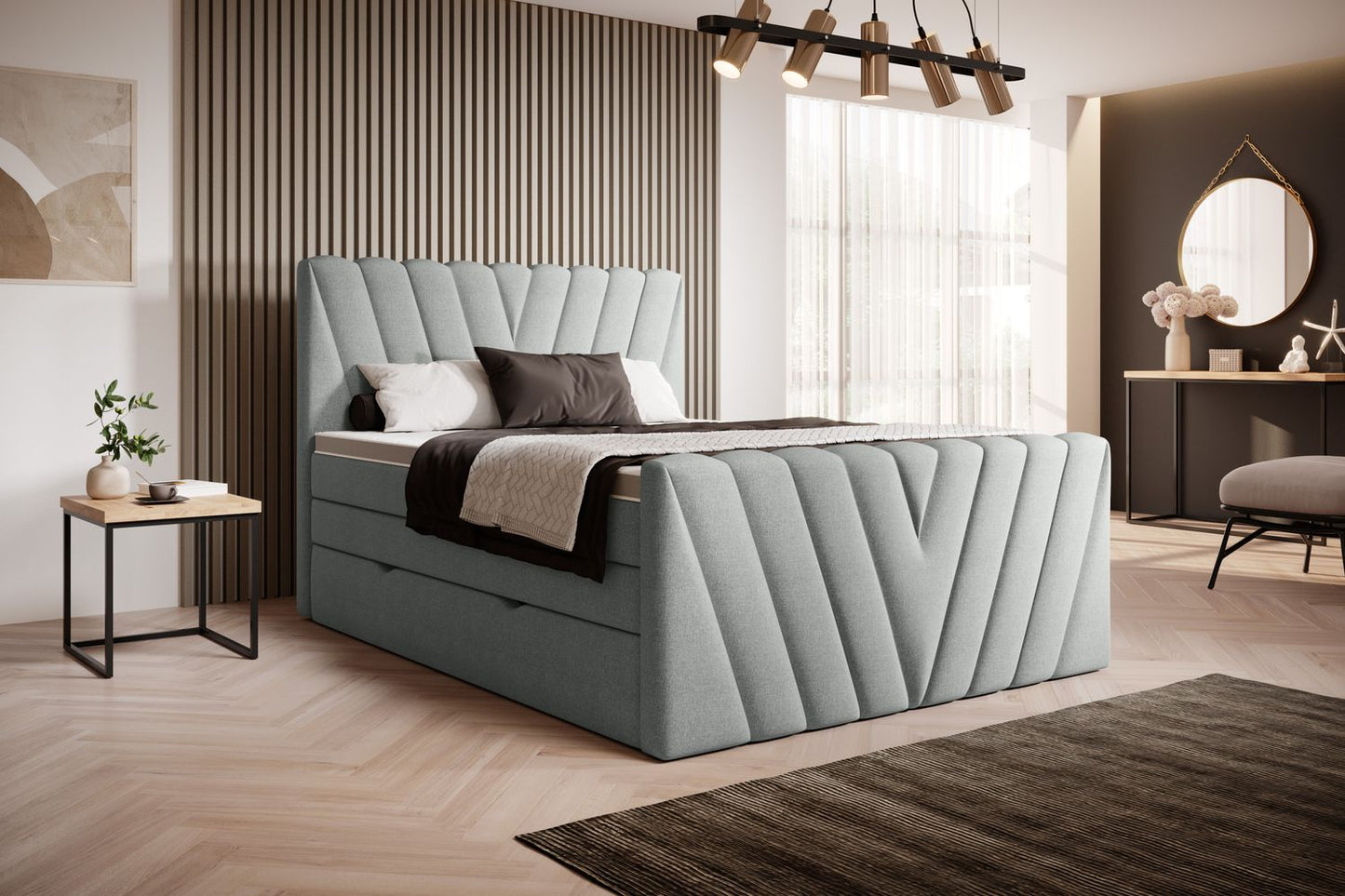 Continental Double Bed Edmonton 2 | size: Length: 220cm, Width: 180cm, Height: 133cm | color: Vero | image: 1 | variant: 1012517