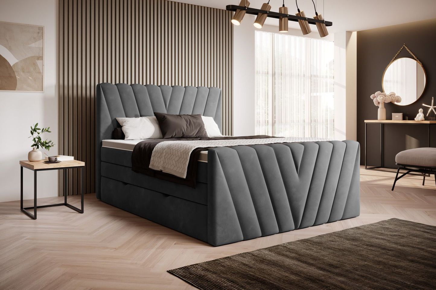 Continental Double Bed Edmonton | size: Length: 220cm, Width: 140cm, Height: 133cm | color: Loco | image: 1 | variant: 1012431