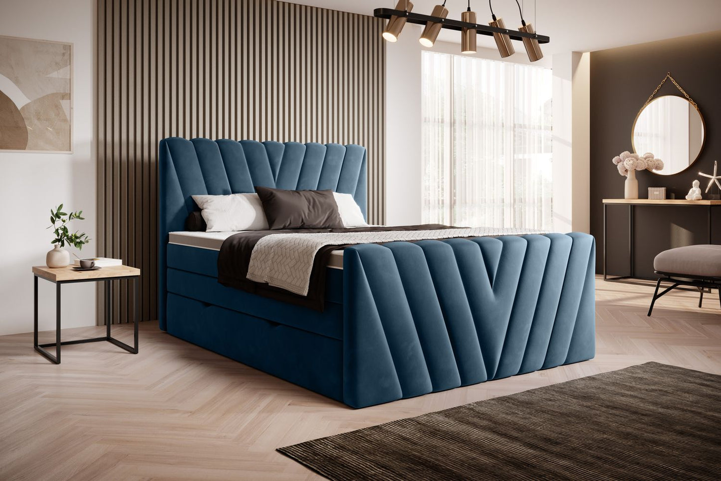 Continental Double Bed Edmonton | size: Length: 220cm, Width: 140cm, Height: 133cm | color: Lukso | image: 1 | variant: 1012456