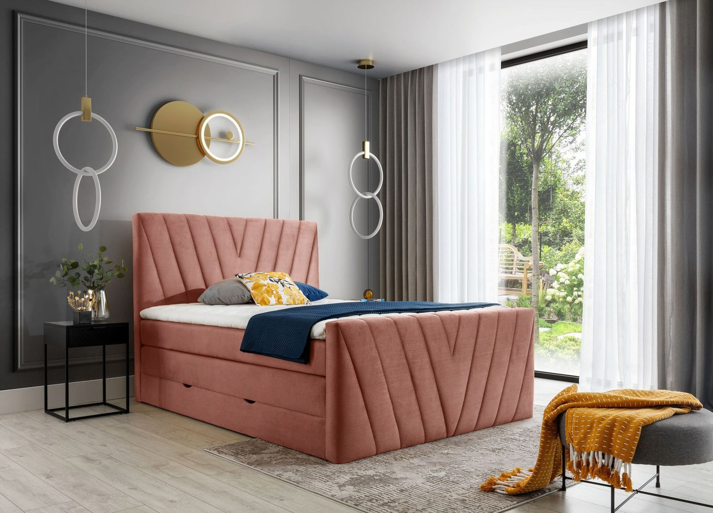 Continental Double Bed Edmonton | size: Length: 220cm, Width: 140cm, Height: 133cm | color: Nube | image: 1 | variant: 1012446