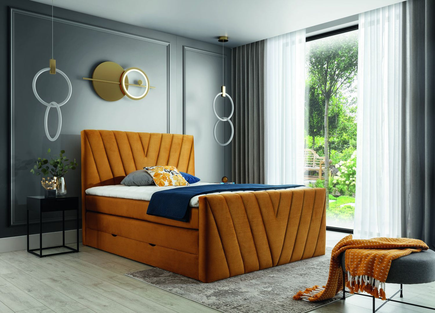 Continental Double Bed Edmonton | size: Length: 220cm, Width: 140cm, Height: 133cm | color: Nube | image: 1 | variant: 1012460